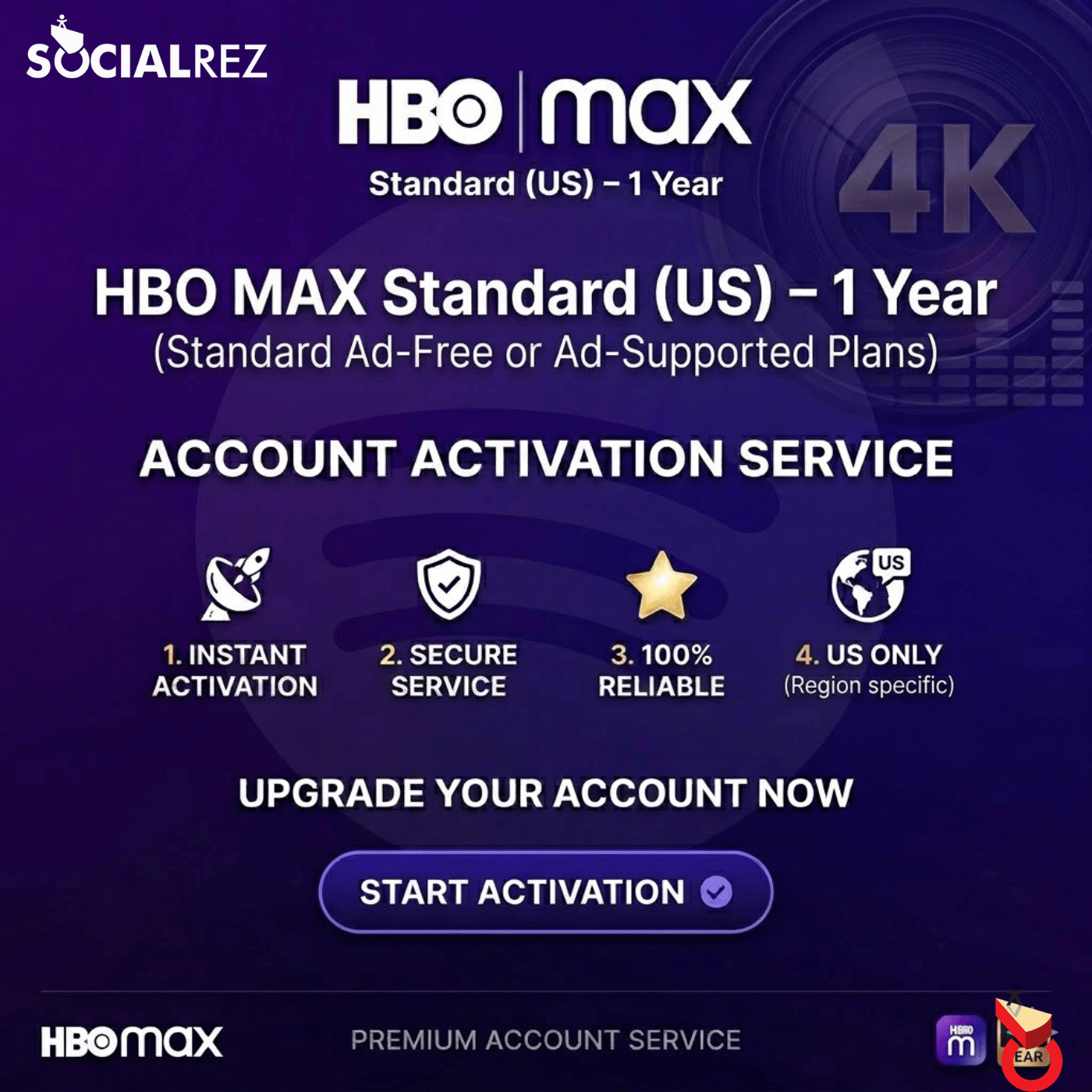 HBO Max Standard USA Account Activation Service