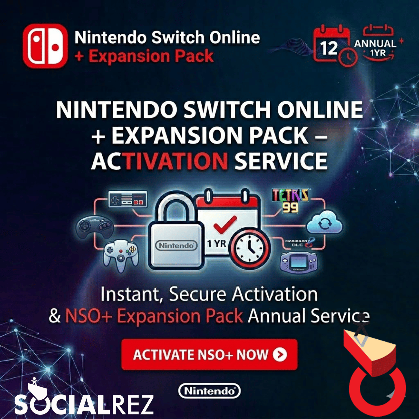 Nintendo Switch Online + Expansion Pack 1 Year Account Activation Service